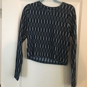 Madewell Navy Blue Long Sleeve Crop Blouse
